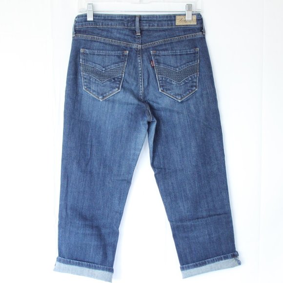 LEVIS SAN FRANCISCO DEMI CURVE CLASSIC CAPRI JEANS SZ 8/29 WOMENS CUFFED STRETCH - Picture 7 of 16